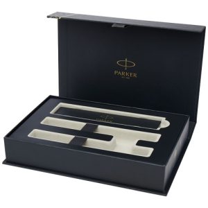 Parker set de bolígrafo y rollerball acromático con caja de regalo IM (tinta negra/azul)