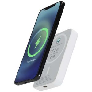 Batería externa inalámbrica magnética de 5000 mAh y 15 W con PD de 20 W fabricada con plástico reciclado Acrab